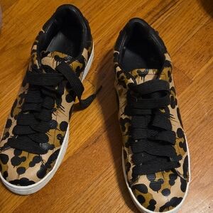 Coach Leopard Print Sneakers - Black and Tan